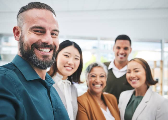 A smiling group of coworkers